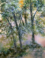 Original Watercolor Painting Abstract Landscape  Signed Yanni Self-representing