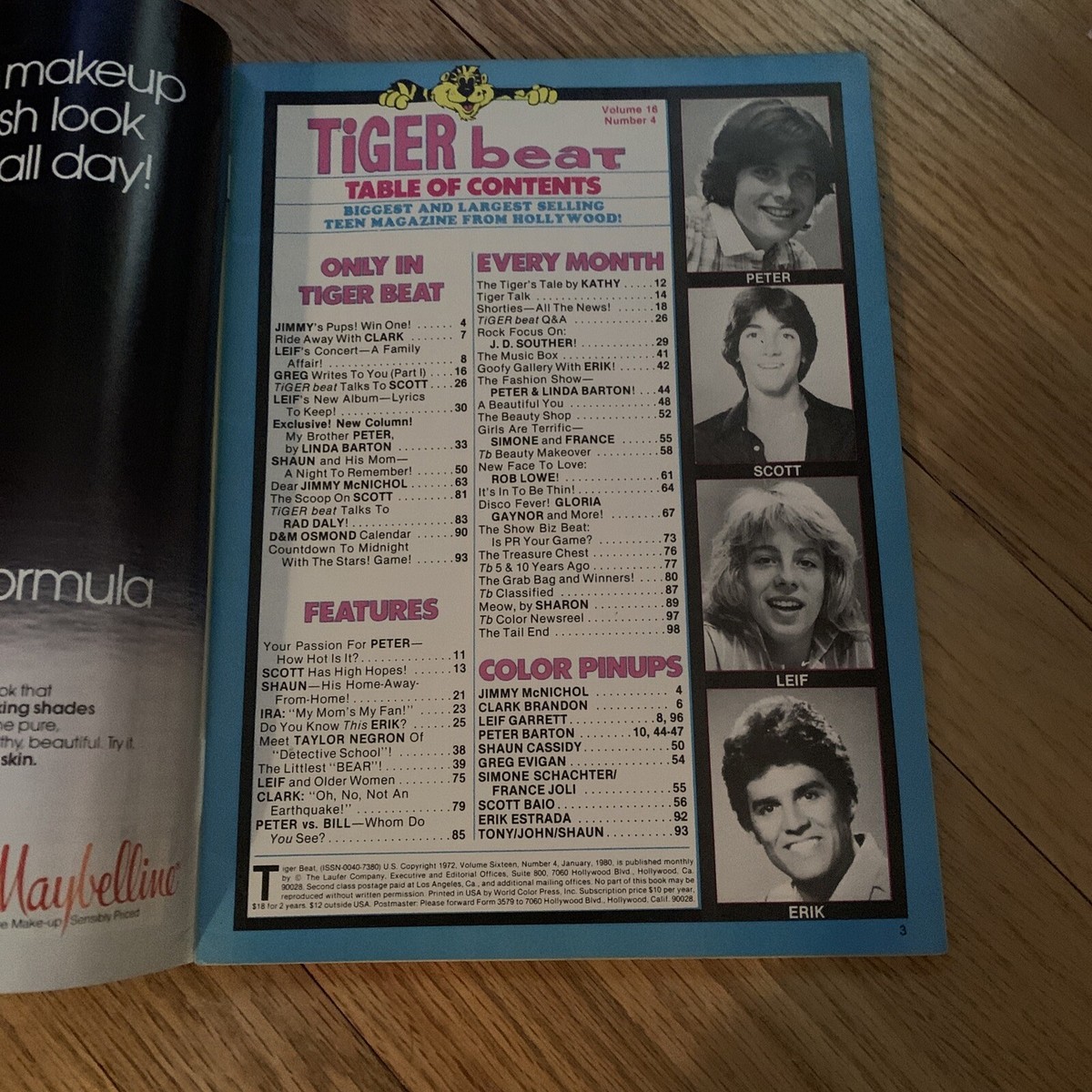 Tiger Beat Magazine January 1980- Leif Garrett, Shaun
