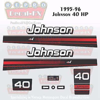 2003-07 Johnson 40 HP Outboard Reproduction 6 Pc Marine Vinyl Decals 2 Cylinder