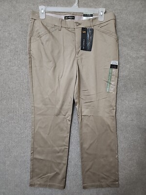 Lee Flex Motion Dress Pants Womens 14 Short Flax Brown Straight