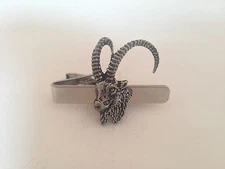 A51 Ibex Head   English Pewter emblem on a Tie Clip 4cm long