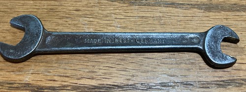 Vintage 7/16" x 3/8" double open end wrench, West Germany, alloy steel