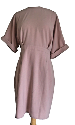 Blush Pink Asos Dress 10 Knee Length Short Sleeve 10 Blush Pencil High Neckline