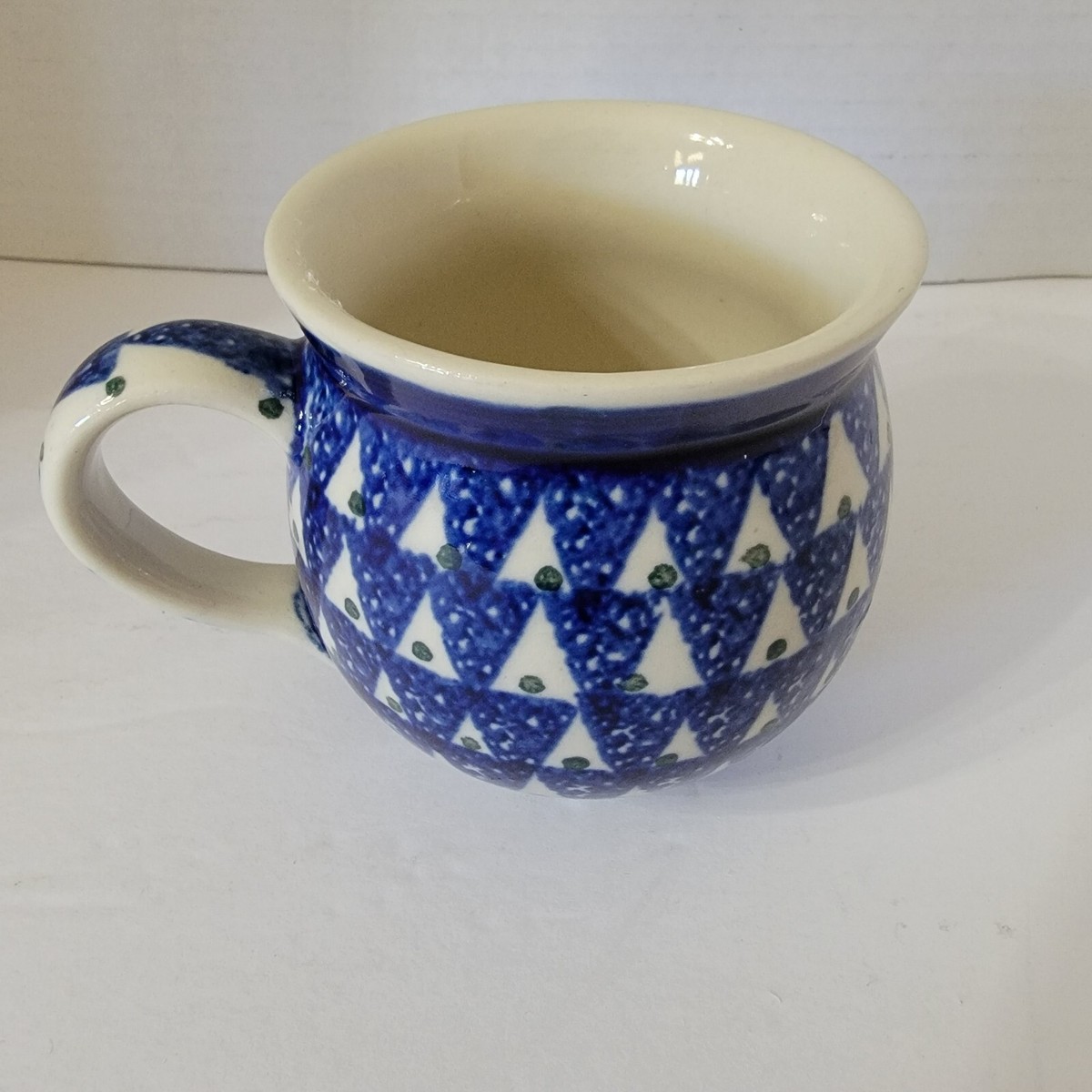 8 oz Bubble Mug Ceramic Blue White Abstract 3.5" Tall 3" Diameter
