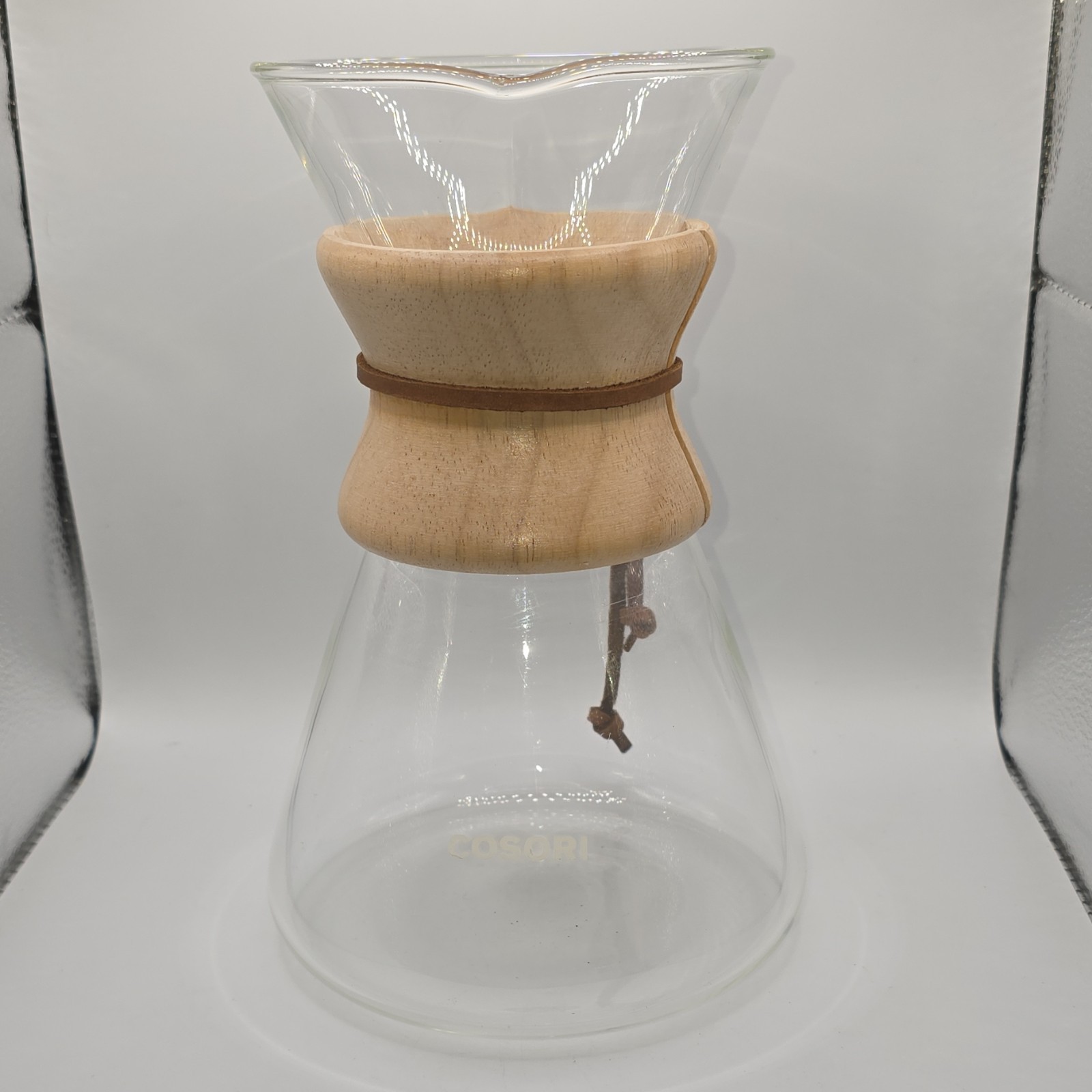 Glass Wooden Collar Carafe Filter Coffee
