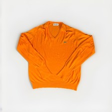 Vintage IZOD Lacoste Sweater Mens XL Grandpa V Neck Cotton Made in USA 80s