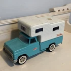 1960’s Tonka Fleetside Camper Pressed Steel Turquoise Truck excellent #530