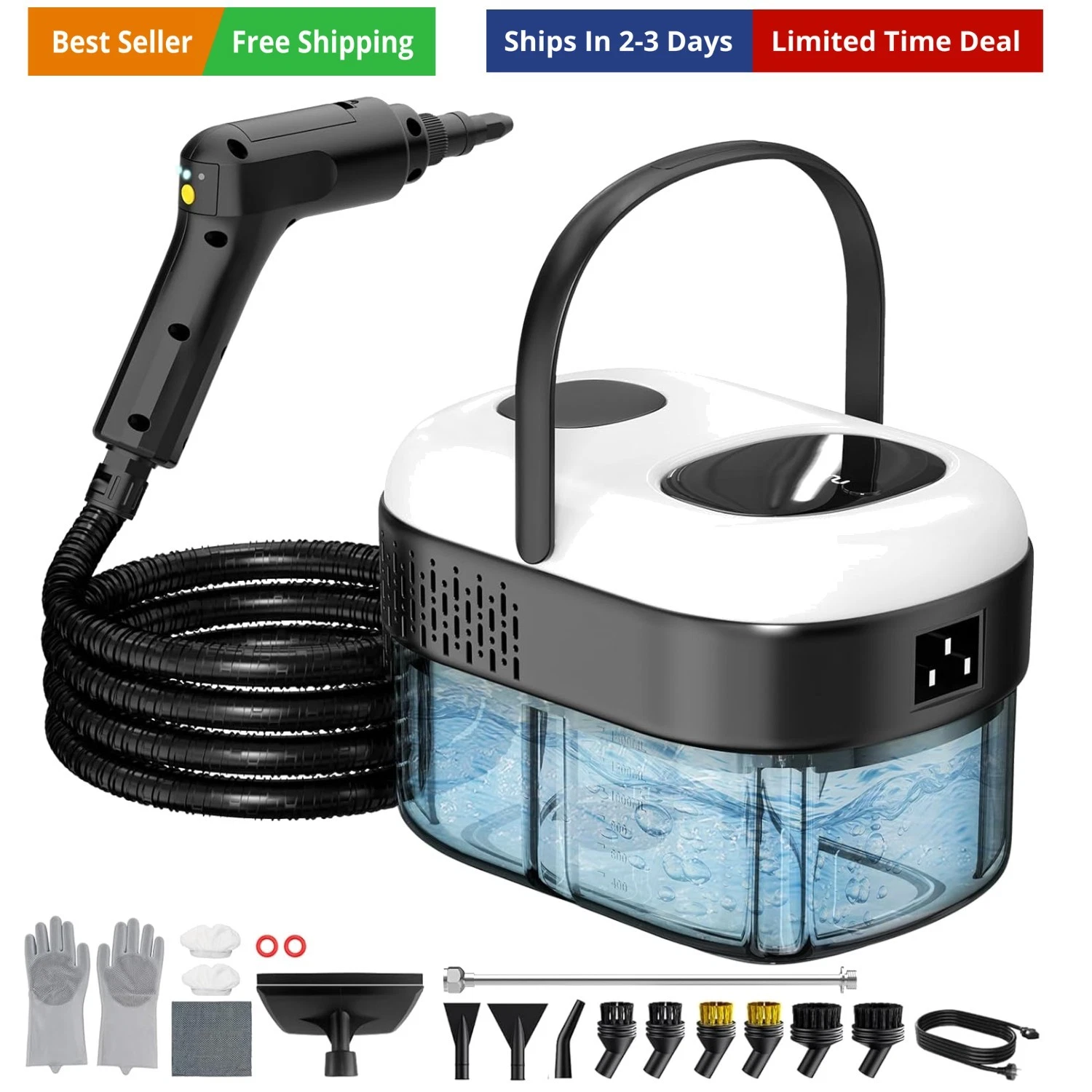 Pressurized Steam Cleaner, 3-Level Adjustable Handheld Steamer Cleaning for H...
Opens in a new wind