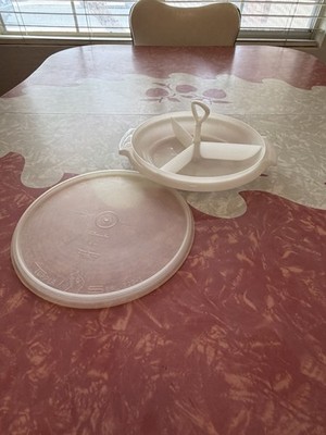 Vintage Tupperware Suzette Divided Relish Serving Tray with Lid and Handle 608-3