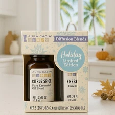 Aura Cacia 100% Pure Essential Oil Citrus Spice And Fresh Forest Holiday Limited