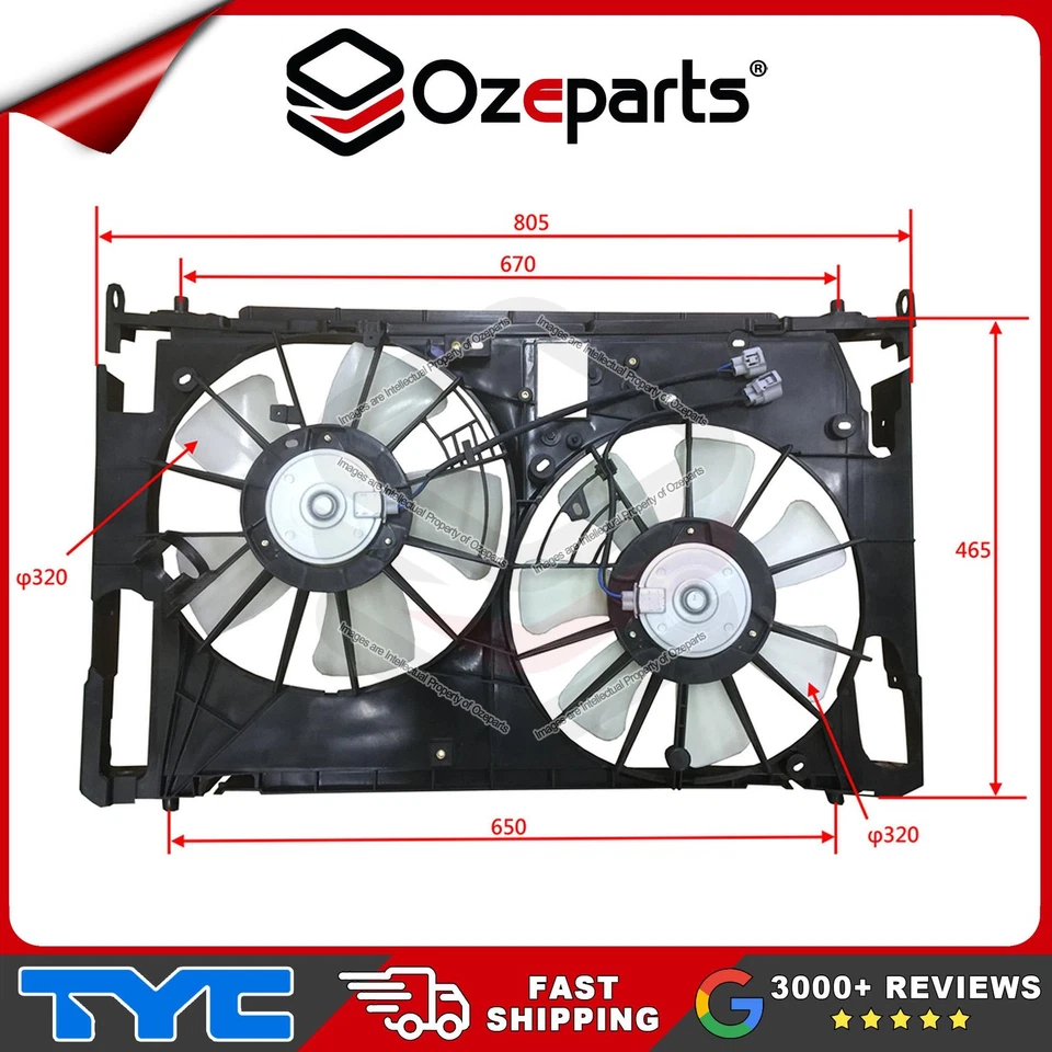 AC Radiator Thermo Cooling Fan Assembly Dual For Toyota RAV4 ACA30 06~13 3.5L V6 - Image 2 of 4