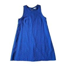 Calvin Klein Embellished Sleeveless Blue Round Neck Trapeze Dress Capri  s 10
