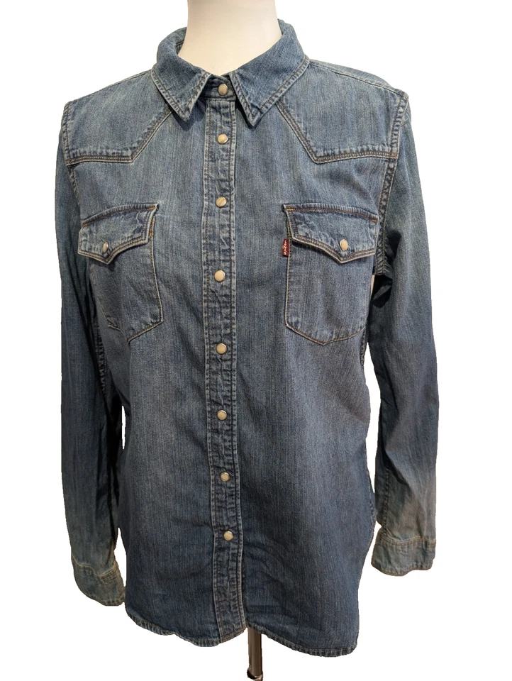 Chemise LEVI'S Femme Western Jean Denim Bleu Manches Longues - Taille L - Photo 1/4