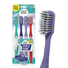GuruNanda Gentle Giant Toothbrush with Dual 4 Count (Pack of 1), Whitening  ⭐️⭐️