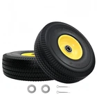Flat Free 10Inch Solid Tire & Wheel for Wheelbarrows, Dollies, 2Pack