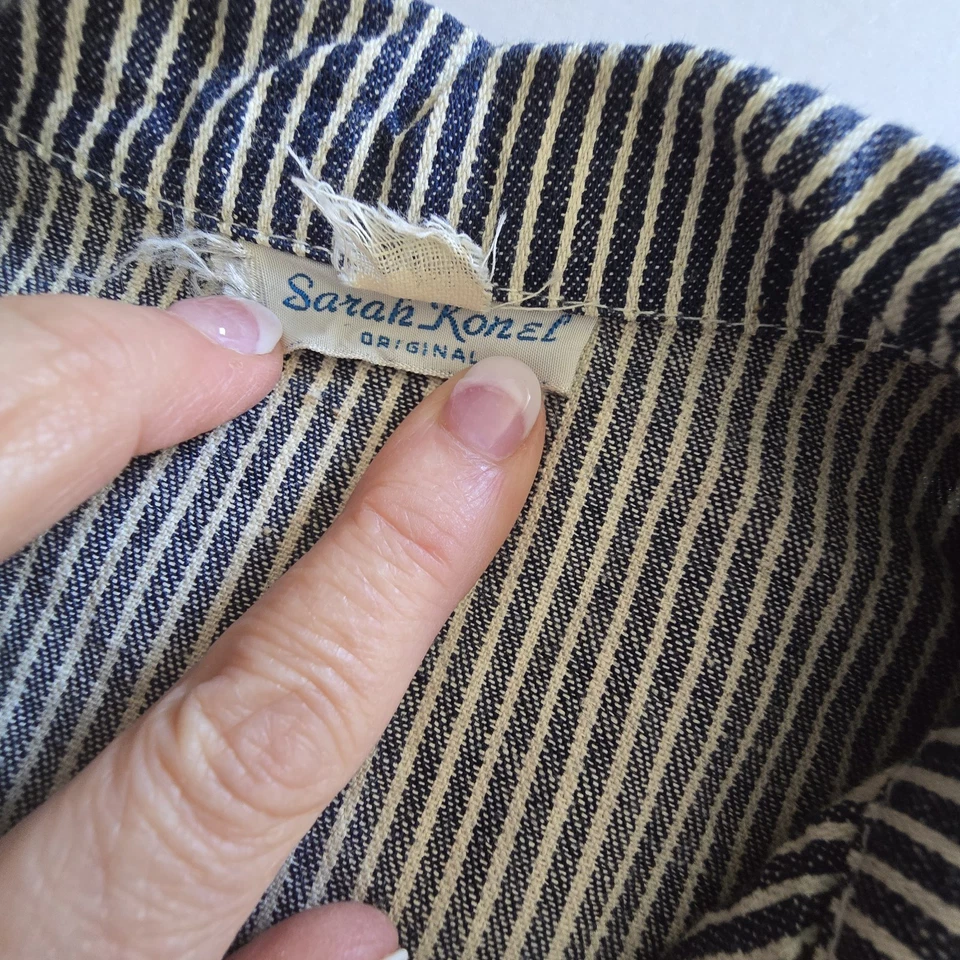 VTG 50s 60s Sarah Konel Train Conductor Outfit Childs 5-7? Striped Patches Denim - Image 4 of 4