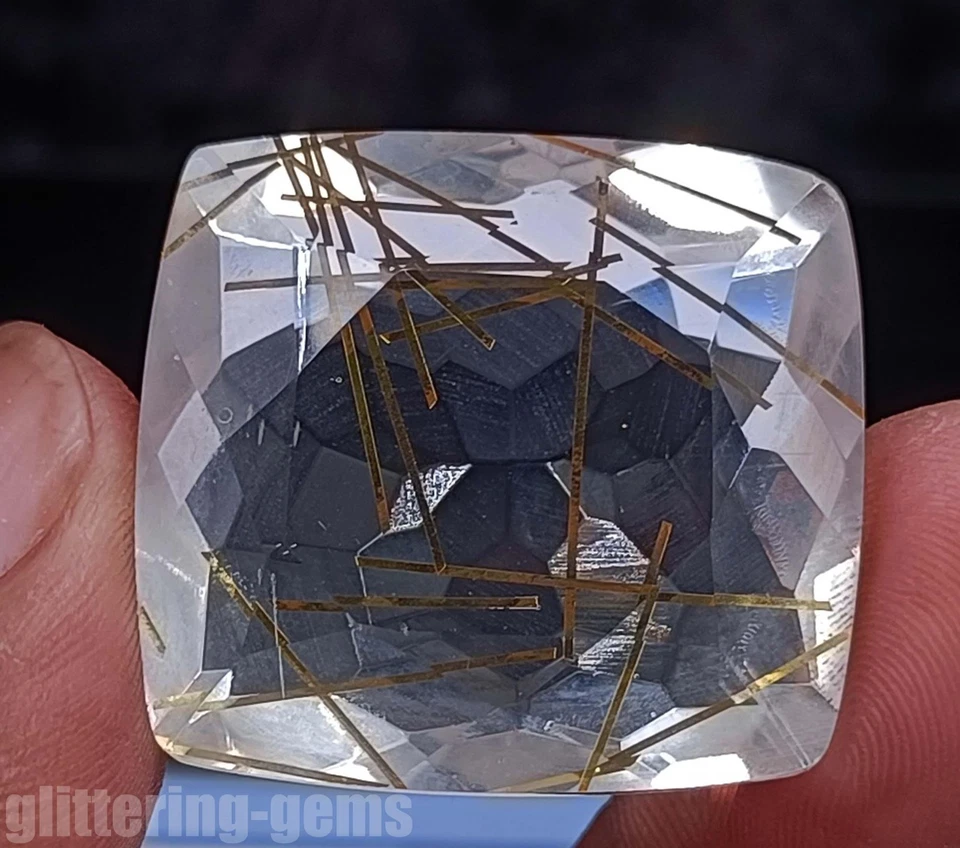 74.65Ct Certified Golden Rutilated Quartz Cushion Cut Natural Loose Gems 5ADX - Image 3 of 4