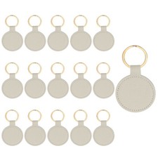 16pcs Leather Keychain,50mm Sublimation Keychain Blanks,Round,Grey