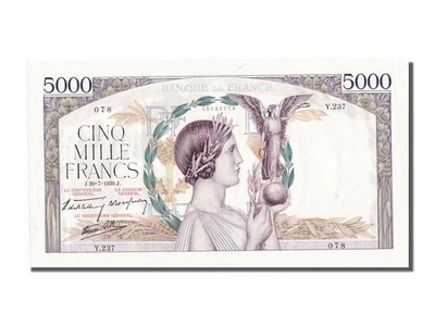 Billet, France, 5000 Francs, 5 000 F 1934-1944 ''Victoire'', 1939, 1939-07-20 - Photo 1/2