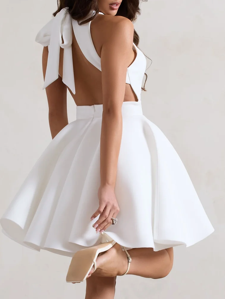 Waverly White Racer-Neck Sleeveless Skater Mini Graduation Dress Size US 8 | eBay Waverly White Racer-Neck Sleeveless Skater Mini Graduation Dress Size US 8 | eBay