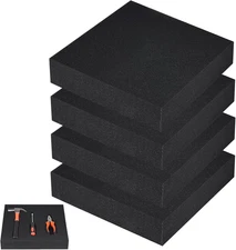 4PCS Black Foam Padding -12 X 12 X 2 Inches Foam Inserts for , Cuttable Polyuret