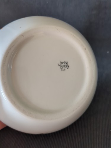 VINTAGE * CERAMICA JERSEY * FOGLIA MARRONE E FIORE POSA CIOTOLA/VASO - Foto 5 di 5