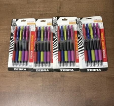 4 Packs Zebra Sarasa Gel Retractable Ink Pens Med Point Assorted Ink