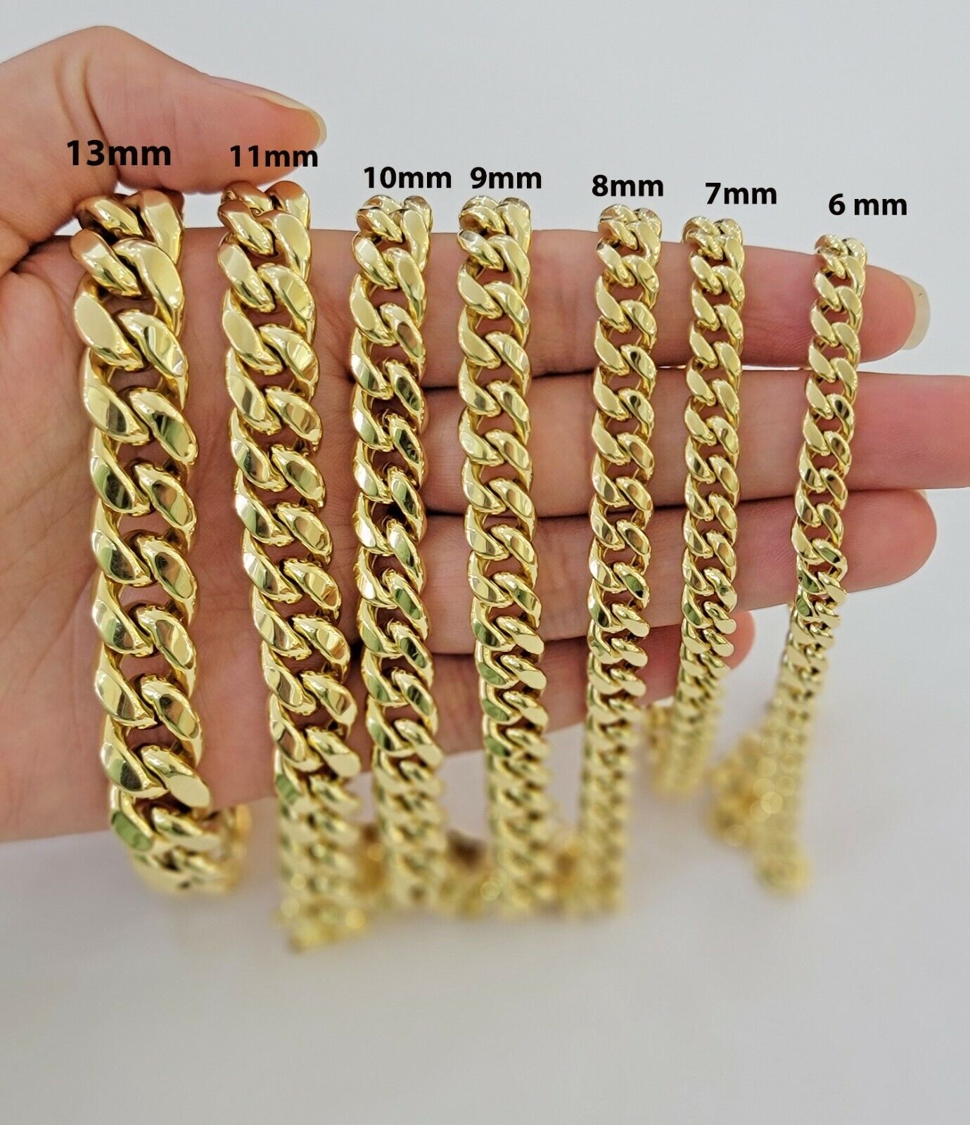 8 9  10 millimeter Miami Cuban Link comparison  Gold Jewelry Sizing   YouTube