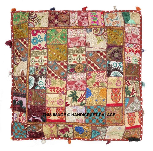 Indian Patchwork Large Floor Ottoman Pouf Cushion Pillow Cover Square Dog Bed - Picture 28 of 47