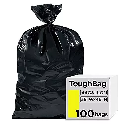 44 Gallon Commercial Trash Bags 38x46” Black Garbage 100 COUNT