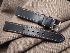 Cinturino 18 mm Nero artigianale Pelle Bovina Fibbia 16 mm Italy (181611)
