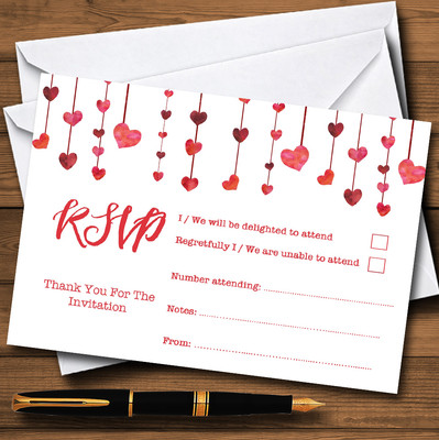 Personalisierte Antwortkarten rotes Aquarell Herz Tropfen