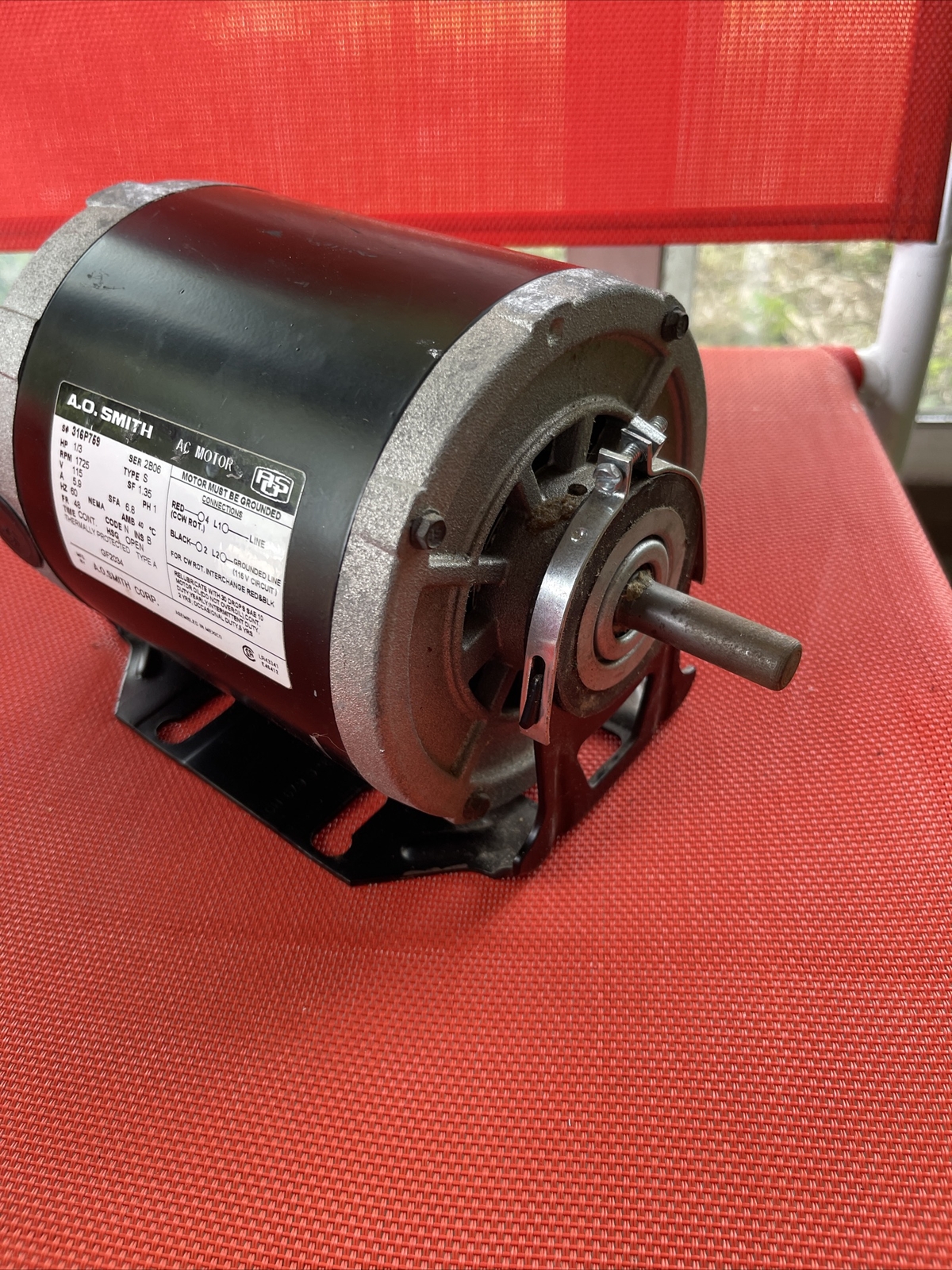 A.O Smith 1/3 HP Motor 1725 RPM 115V 1PH 5.9A (Model# GF2034; S# 316P759) |  Inox Wind