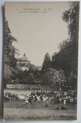 France Aix-Les-Bains Park During Music Postcard