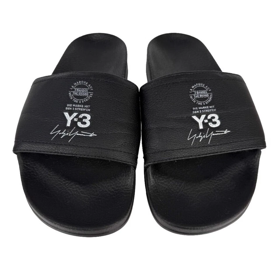 ADIDAS Adilette Y-3 Yohji Yamamoto Leather Black Slide Sandals 22.5cm Size 4 - Image 2 of 4