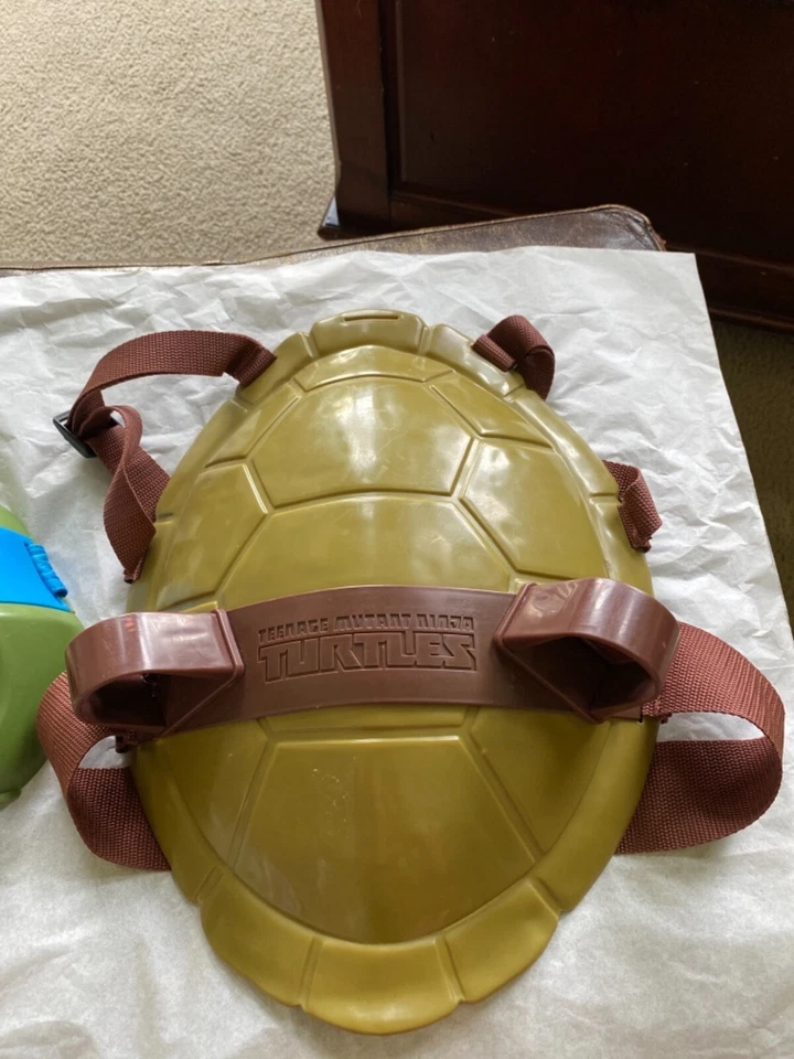 VINTAGE HTF LEONARDO TEENAGE MUTANT NINJA MASK AND TURTLE SHELL LOT - Image 2 of 4