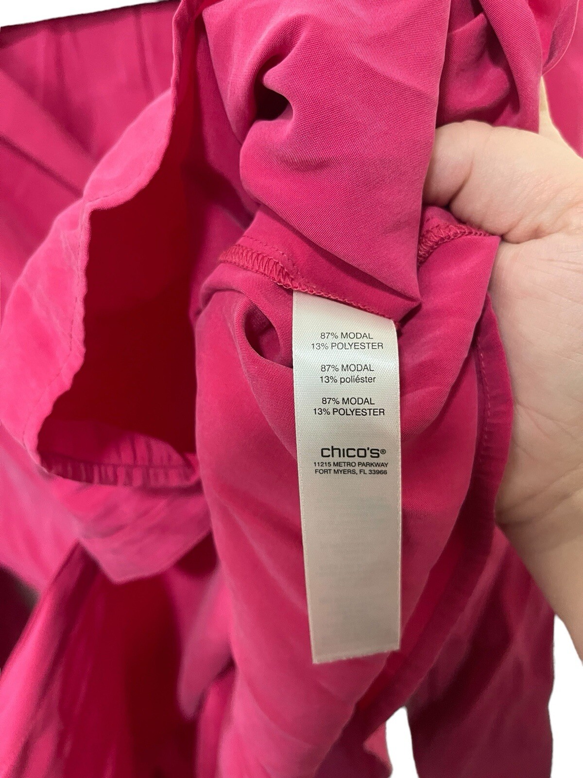 Chicos Modal Polyester Long Sleeve Button Up Pink… - image 3