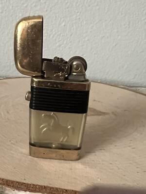 VINTAGE MCM Scripto VU Lighter Horse Mustang Equestrian Stallion Brass / Black