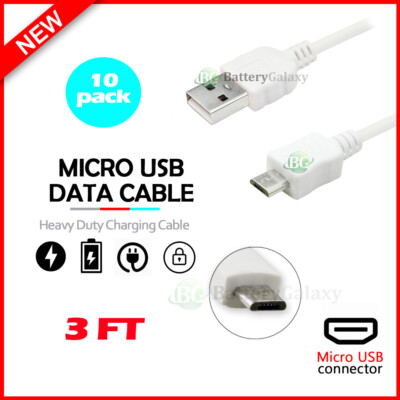 10-Pack Micro USB Charger Fast Charging Cable Cord For Android Cell Phone Tablet