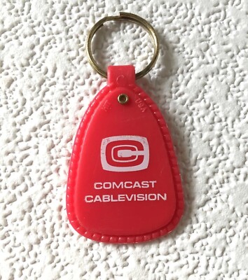 Vintage Keychain COMCAST CABLEVISION Key Fob Ring BETTER THAN TELEVISION Hit USA