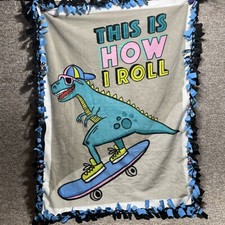 Handmade Double-Dinosaur Tie Fleece Blanket - Two Blankets In One 45  x38"