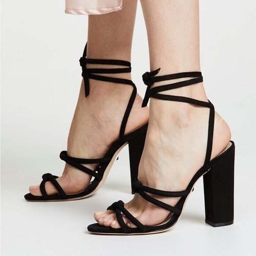 Schutz Womens Lohana Black Strappy Heels Size 8.5 Shoes