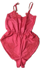 Vintage Bodysuit Lingerie Romper Teddy lingerie pink hight cut "Blush" size S