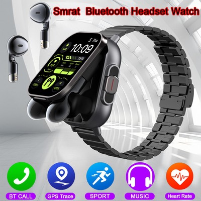 2024 Smartwatch 2in1 Bluetooth Anruf GPS Musik Herzfrequenz Tracker mit Ohrhörern.