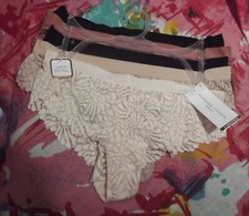 5 NEW ADRIENNE VITTADINI AV3030 5PKE SHEER LACE HIPSTER PANTIES S