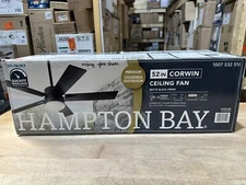 READ DESCRIPTION! Hampton Bay 52” Corwin Indoor/Outdoor Matte Black Ceiling Fan