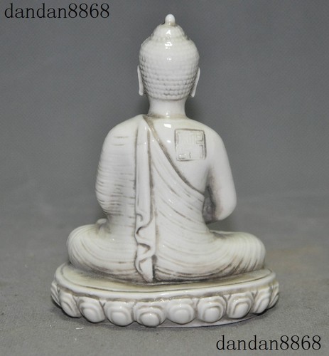  5"Tibet Buddhism Dehua White Porcelain Glaze Sakyamuni Shakyamuni Buddha Statue - Bild 10 von 12