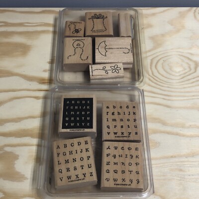 Alphabits Alphabet Letters Bee Flower Gift Stampin Up Retired 2002-05 Set Lot B6