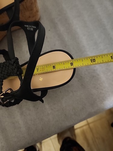 Kate Spade Tianna Woven Black Leather Platform Wedge Espadrille Sandals 6.5 - 第 10/12 張圖片