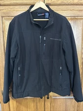Free Country Jacket Mens XL Black Full Zip Softshell Water Resistant Fleece  